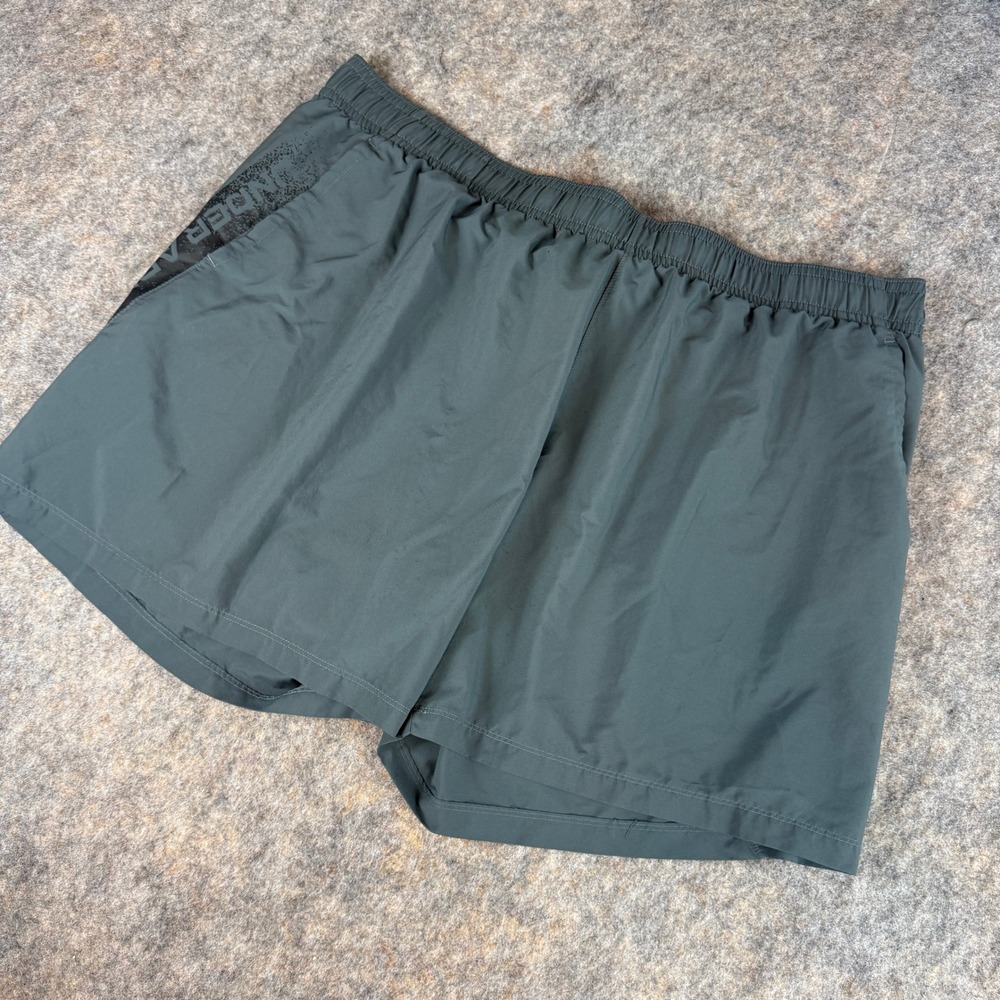 Under Armour Athletic Shorts Mens 4XL Gray Graphic Logo Pockets Running Gym